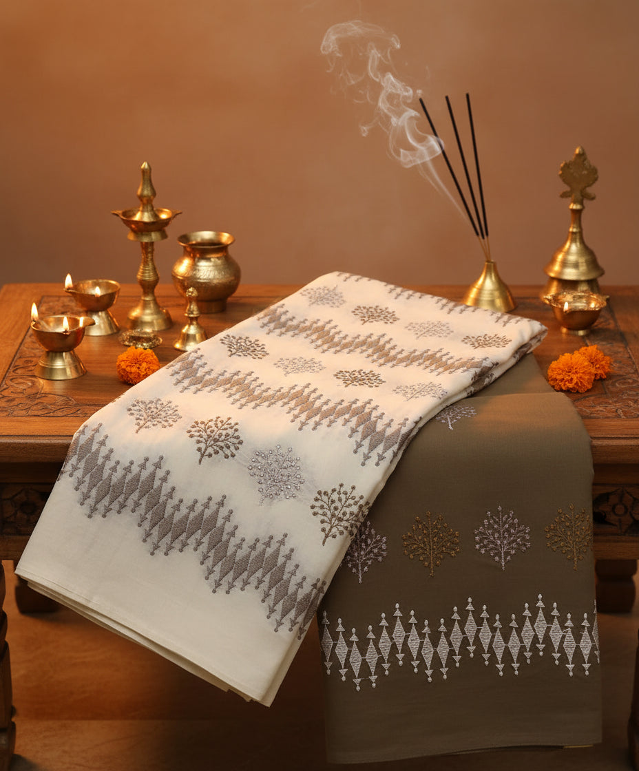 Fancy designer Cotton Pooja Jodi