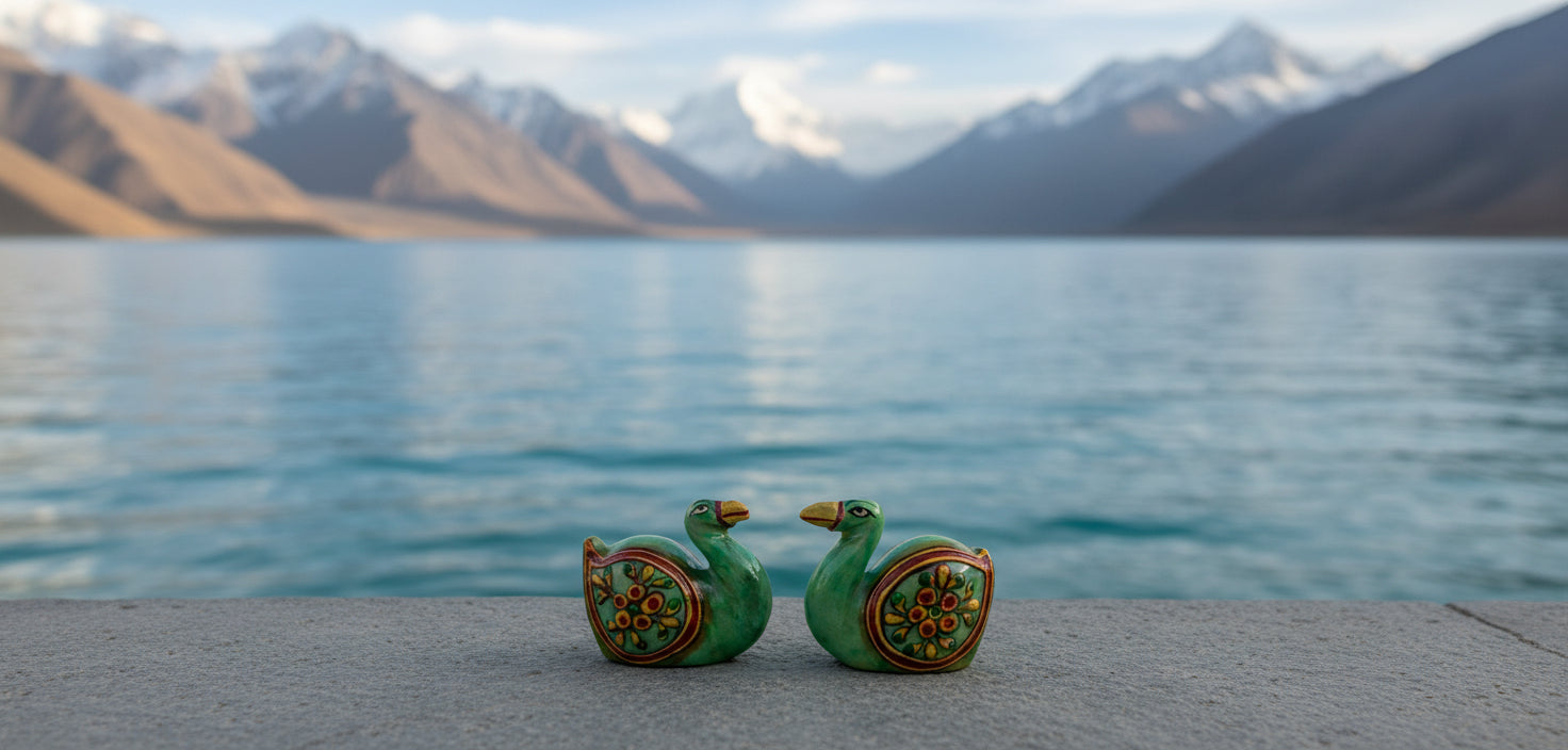 Green Avenchurine Painting Duck Pair