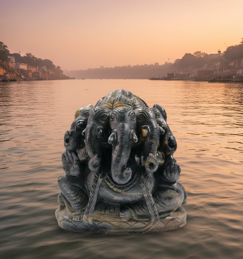 Blue Sapphire Ganesha 5 Mukhi / Size 6 Inches Wt 2.2 Kg