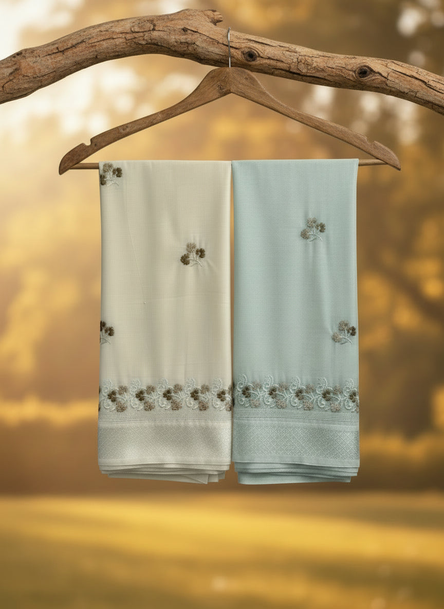 Pooja Jodi - Flower Embroidery