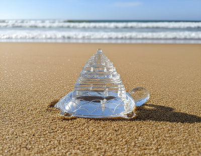 Clear Quartz Tortoise ShreeYantra / Size 4×4 Inches 0.8 Kgs