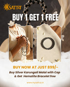Silver Capped Karungali Mala with FREE Hematite Bracelet