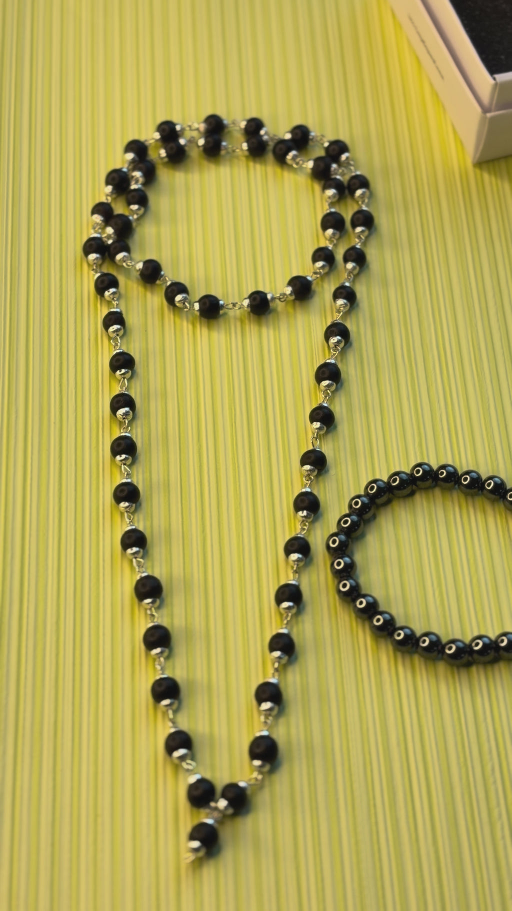 Silver Capped Karungali Mala with FREE Hematite Bracelet