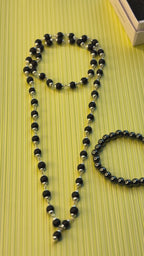 Silver Capped Karungali Mala with FREE Hematite Bracelet